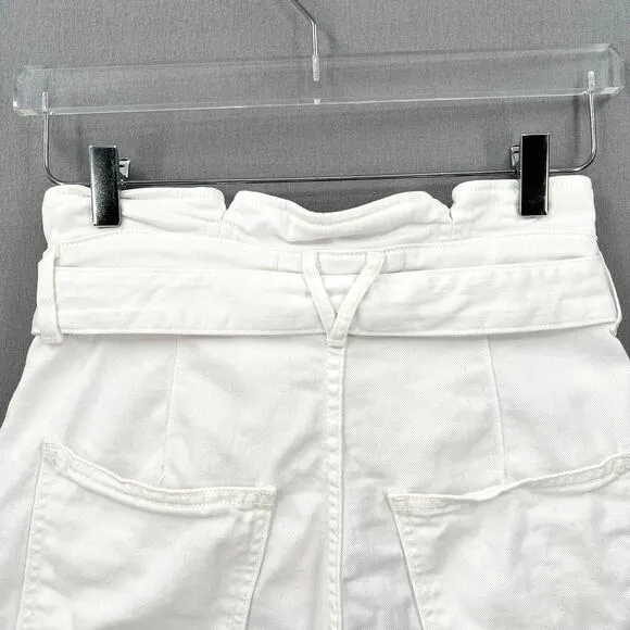 VERONICA BEARD Nori Extra High Rise Shorts Womens 26 White Paperbag Belted Denim