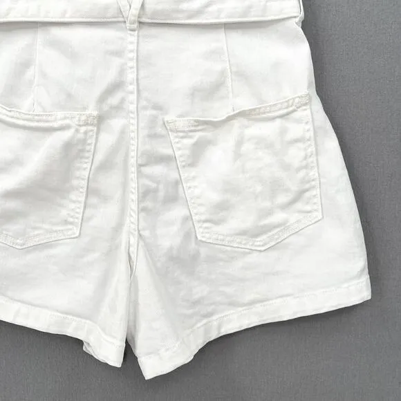 VERONICA BEARD Nori Extra High Rise Shorts Womens 26 White Paperbag Belted Denim
