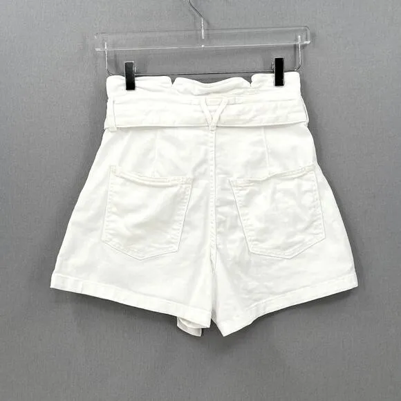 VERONICA BEARD Nori Extra High Rise Shorts Womens 26 White Paperbag Belted Denim