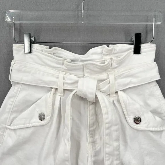VERONICA BEARD Nori Extra High Rise Shorts Womens 26 White Paperbag Belted Denim
