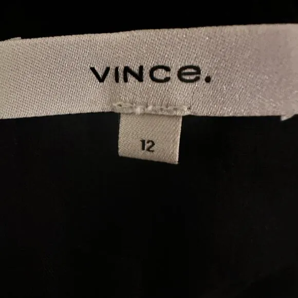 Vince Black Pleated Linen Blend Lined Shorts High Rise Side Zip Size 12