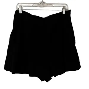 Vince Black Pleated Linen Blend Lined Shorts High Rise Side Zip Size 12