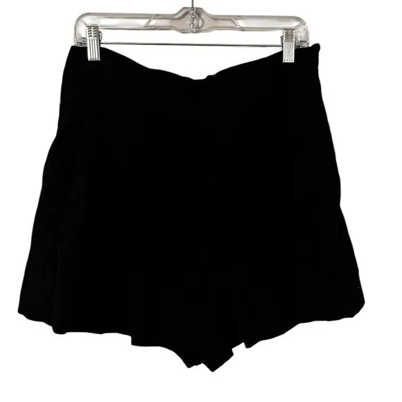Vince Black Pleated Linen Blend Lined Shorts High Rise Side Zip Size 12