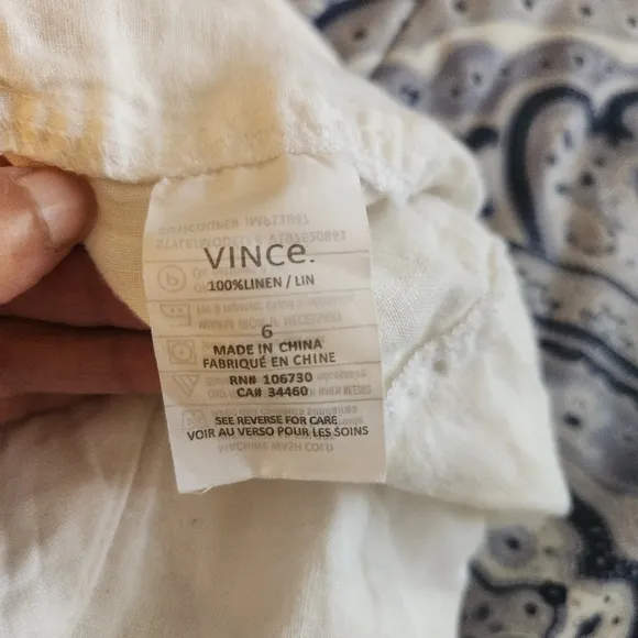 Vince linen shorts size 6