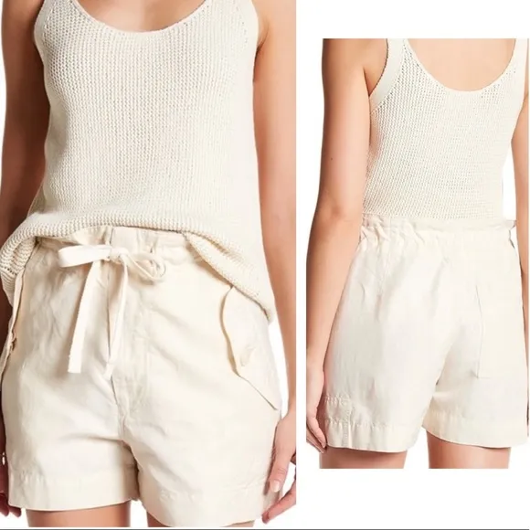 Vince Slouchy Linen Utility Drawstring Shorts M