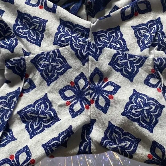 Vineyard Vines Linen Blend Button-up Tie Shorts Sz 2
