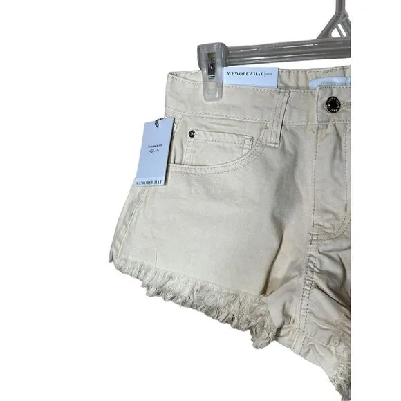 WeWoreWhat Low Rise Frayed Shorty Rigid Denim Shorts NWT Size 24