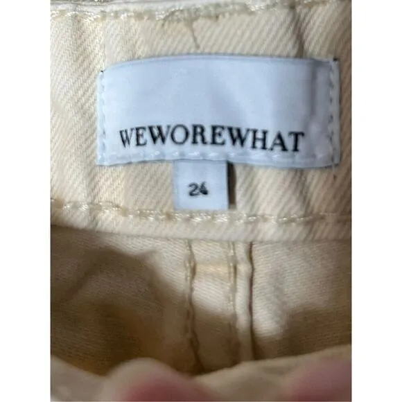 WeWoreWhat Low Rise Frayed Shorty Rigid Denim Shorts NWT Size 24