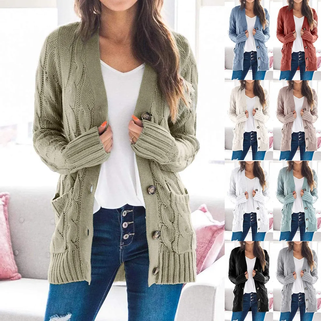Winter Cardigan Sweater Europe Long-Sleeve Knitwear