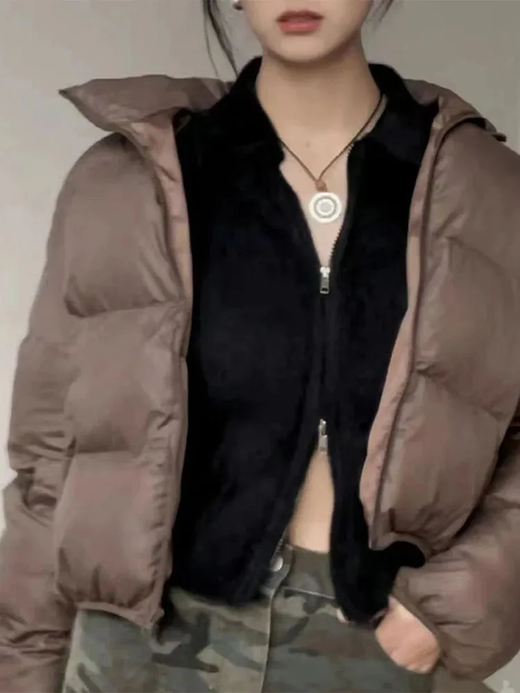 Winter  Cotton Coat Women Short Parkas Warm Zipper Loose Down Warm Jacket Female Top Solid Thick Windproof  Streetwear 2024 New