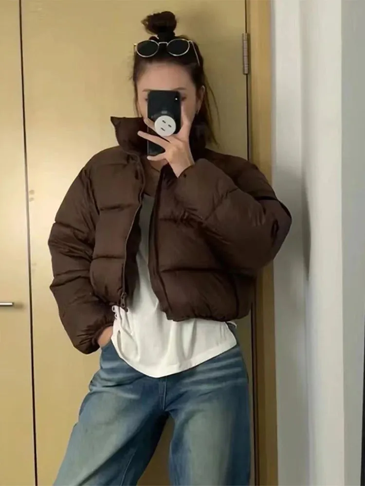 Winter  Cotton Coat Women Short Parkas Warm Zipper Loose Down Warm Jacket Female Top Solid Thick Windproof  Streetwear 2024 New