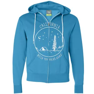 Wish You Were Here White Print Zip-Up Hoodie
