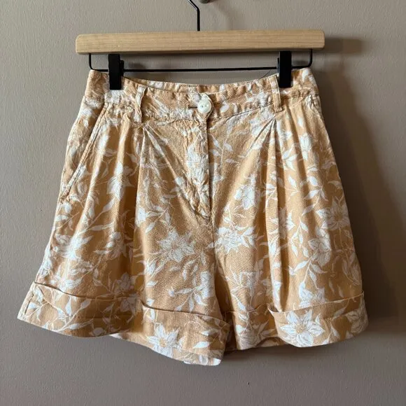 Women's 0 Rag &amp; Bone Ivy Printed Floral Linen Shorts  Zipper Fly