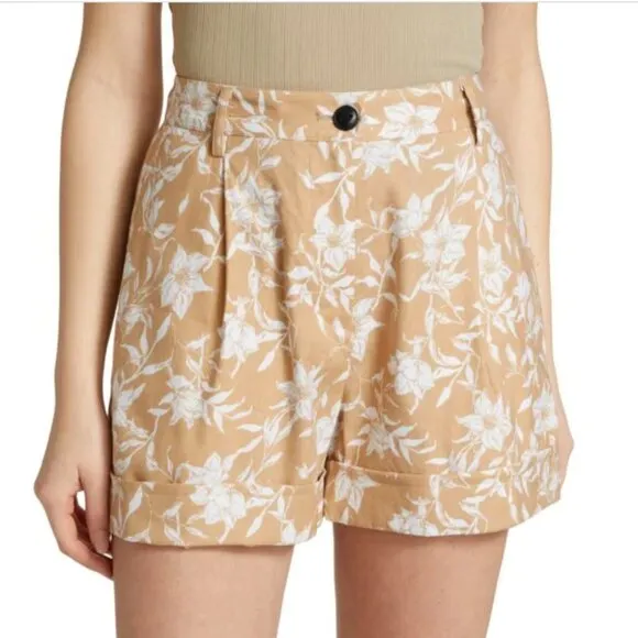 Women's 0 Rag &amp; Bone Ivy Printed Floral Linen Shorts  Zipper Fly