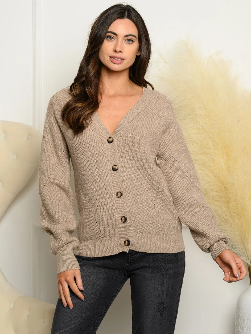 WOMEN'S BUTTON UP LONG SLEEVE CARDIGAN SWEATER