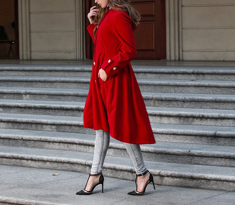 Women's Coat Net Color Hooded Dress Woolen Jacket