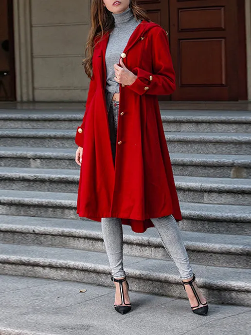 Women's Coat Net Color Hooded Dress Woolen Jacket