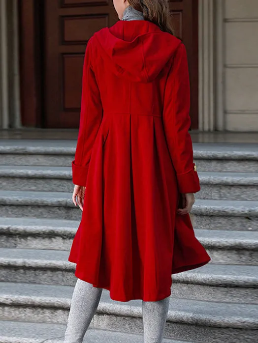 Women's Coat Net Color Hooded Dress Woolen Jacket