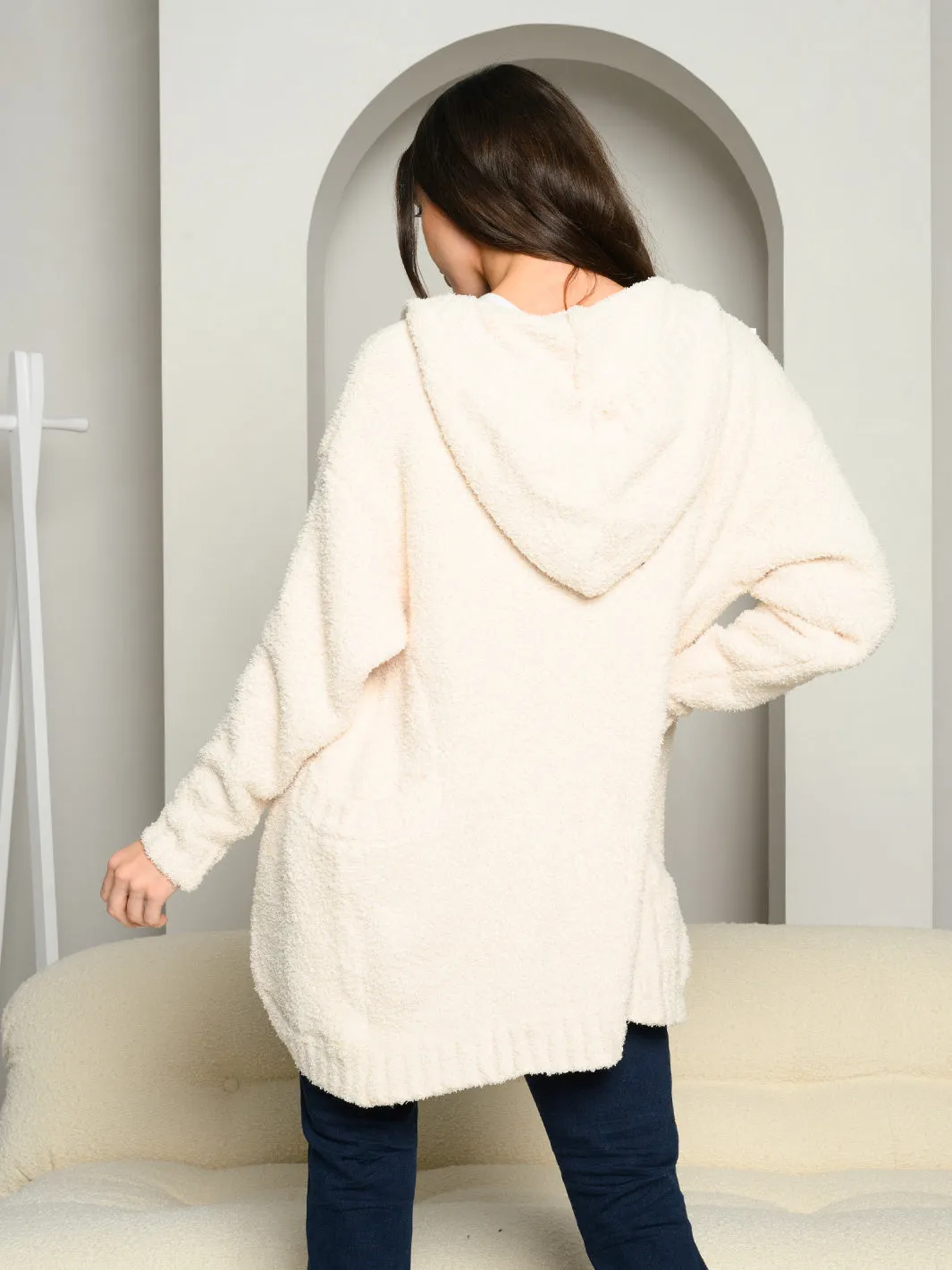 WOMEN'S HOODED BUTTON UP CARDIGAN