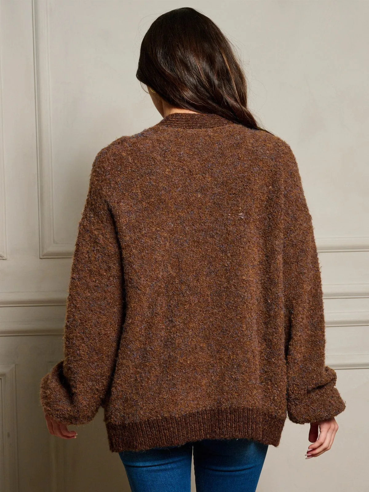 WOMEN'S LONG SLEEVE BUTTON CLOSURE POCKETS CARDIGAN
