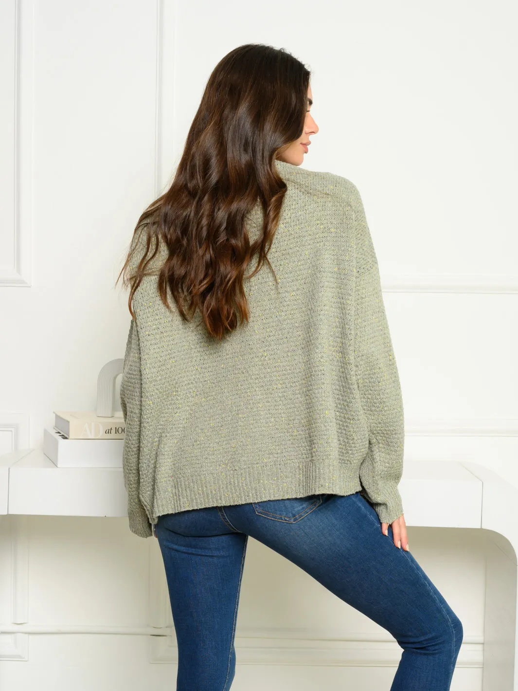 WOMEN'S LONG SLEEVE BUTTON DOWNOVERSIZED CARDIGAN