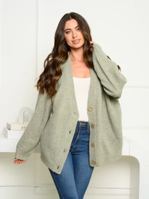 WOMEN'S LONG SLEEVE BUTTON DOWNOVERSIZED CARDIGAN