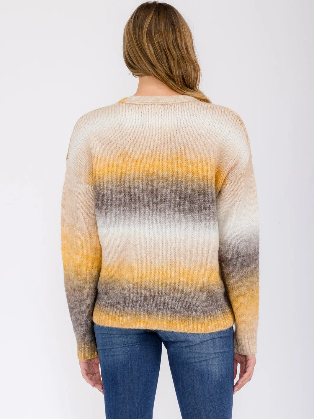 WOMEN'S LONG SLEEVE BUTTON UP COLORBLOCK SWEATER CARDIGAN