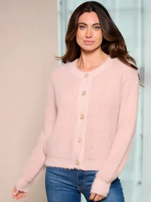 WOMEN'S LONG SLEEVE BUTTON UP FUZZY SWEATER CARDIGAN