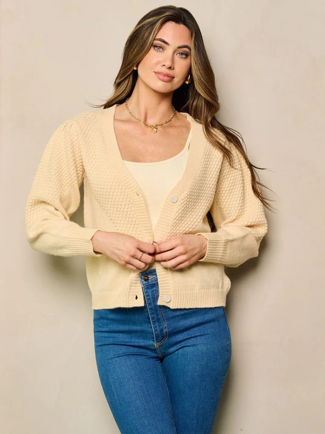 WOMEN'S LONG SLEEVE BUTTON UP KNIT CARDIGAN