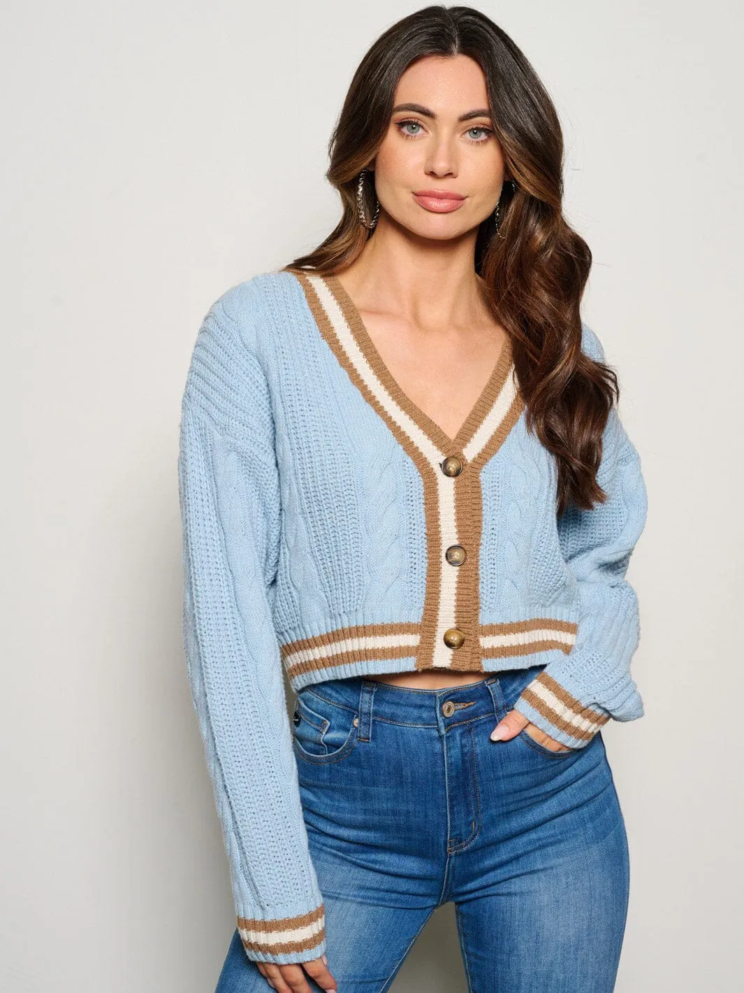 WOMEN'S LONG SLEEVE BUTTON UP KNITTED CARDIGAN