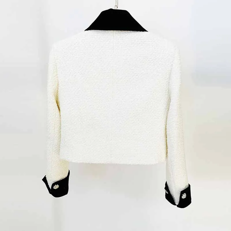 Women's winter coat woolen jacket With Bow knot studded bead short coat
