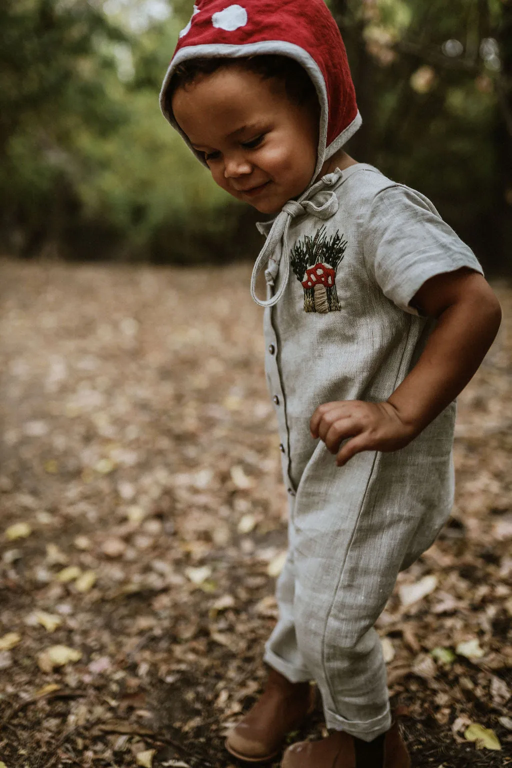 Woodland Mushroom Linen Jumpsuit