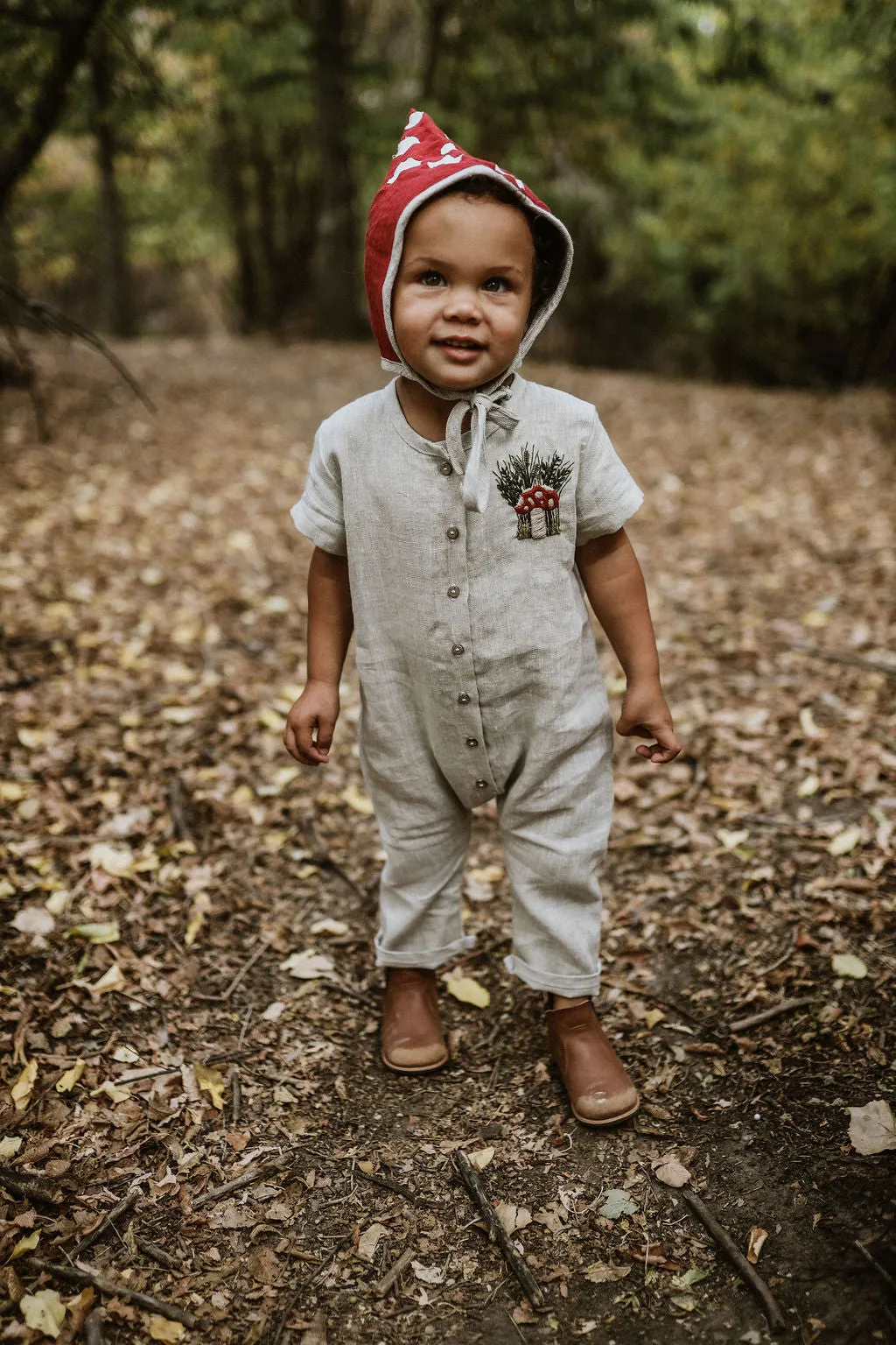 Woodland Mushroom Linen Jumpsuit