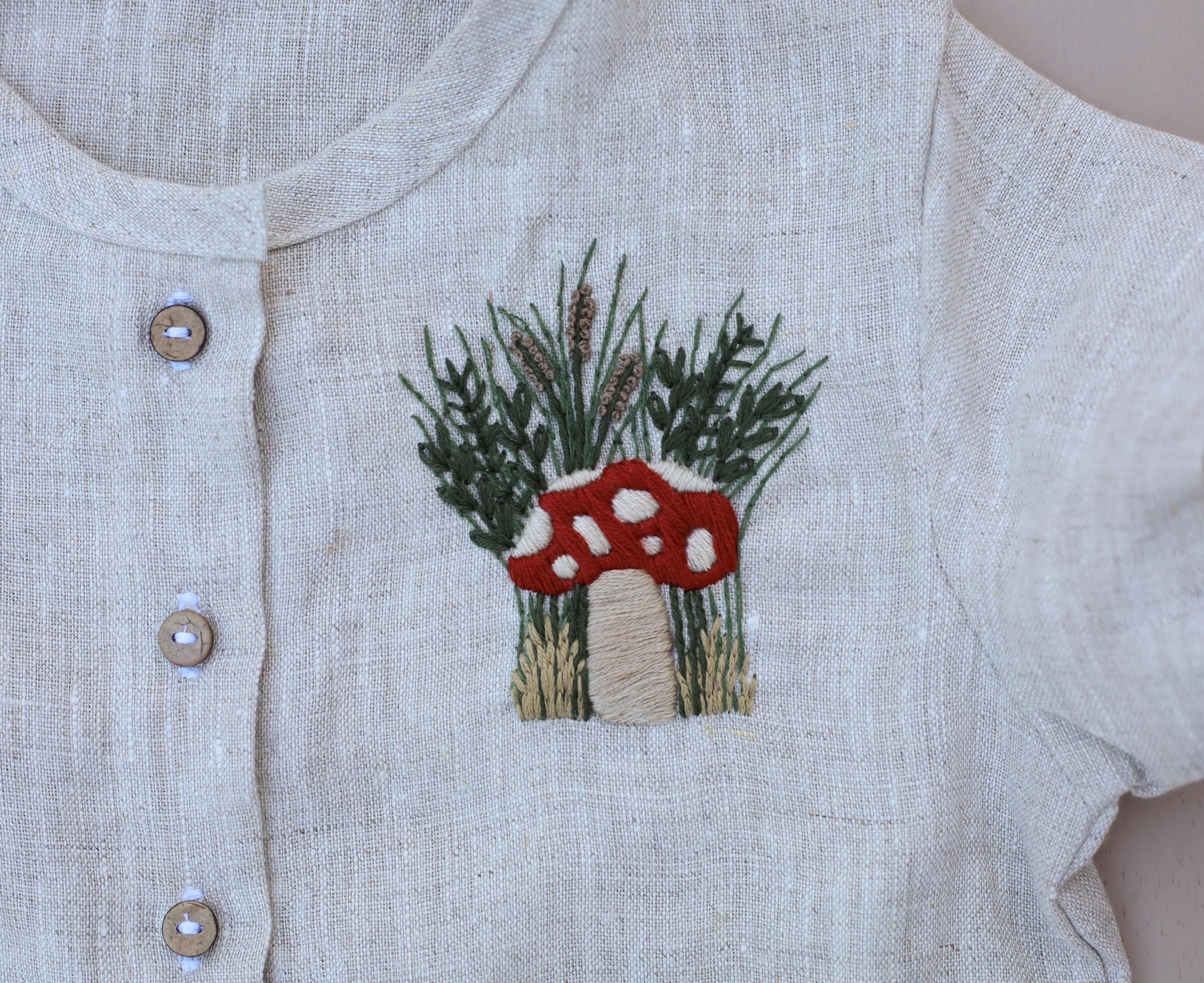 Woodland Mushroom Linen Jumpsuit