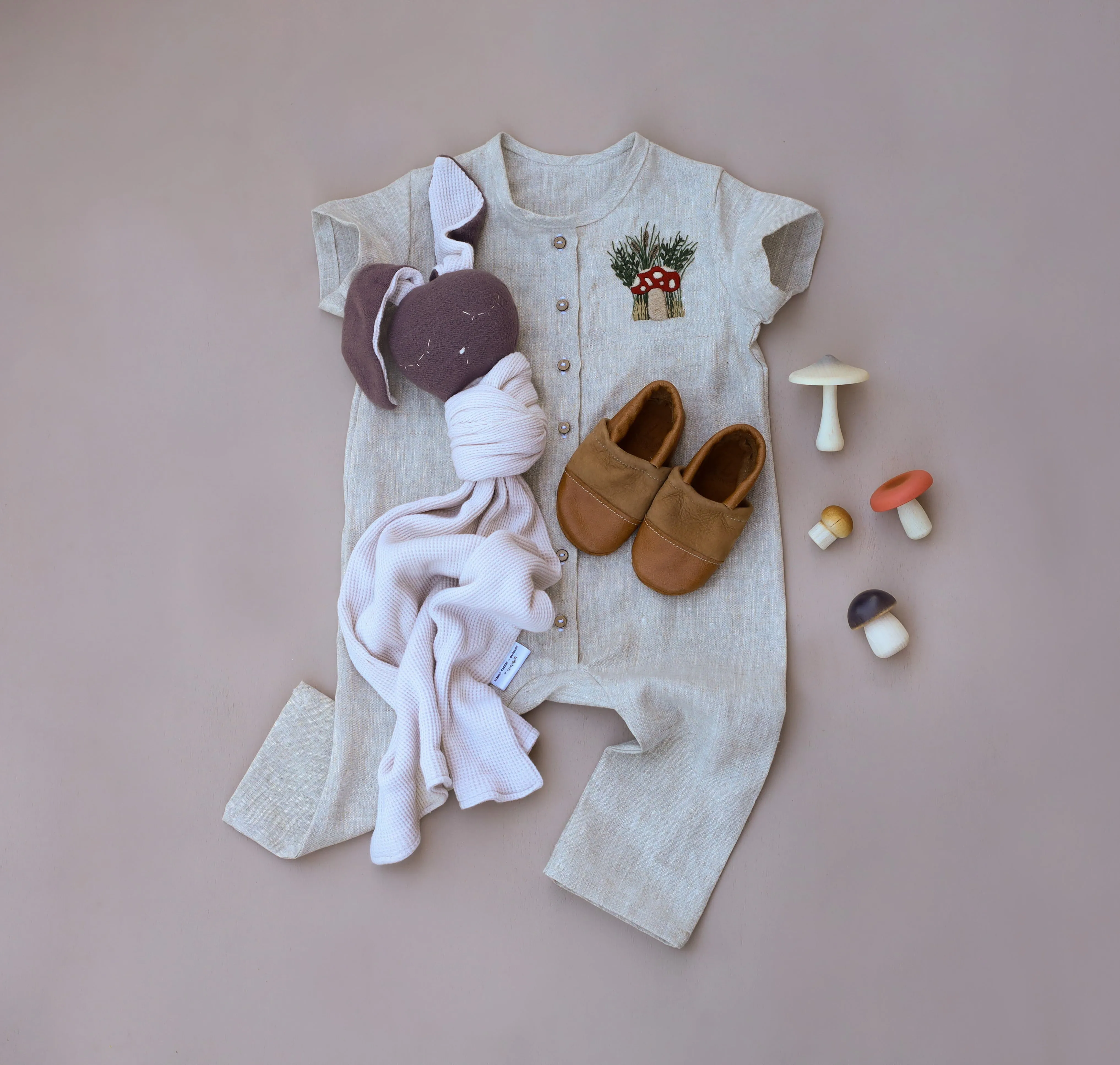 Woodland Mushroom Linen Jumpsuit