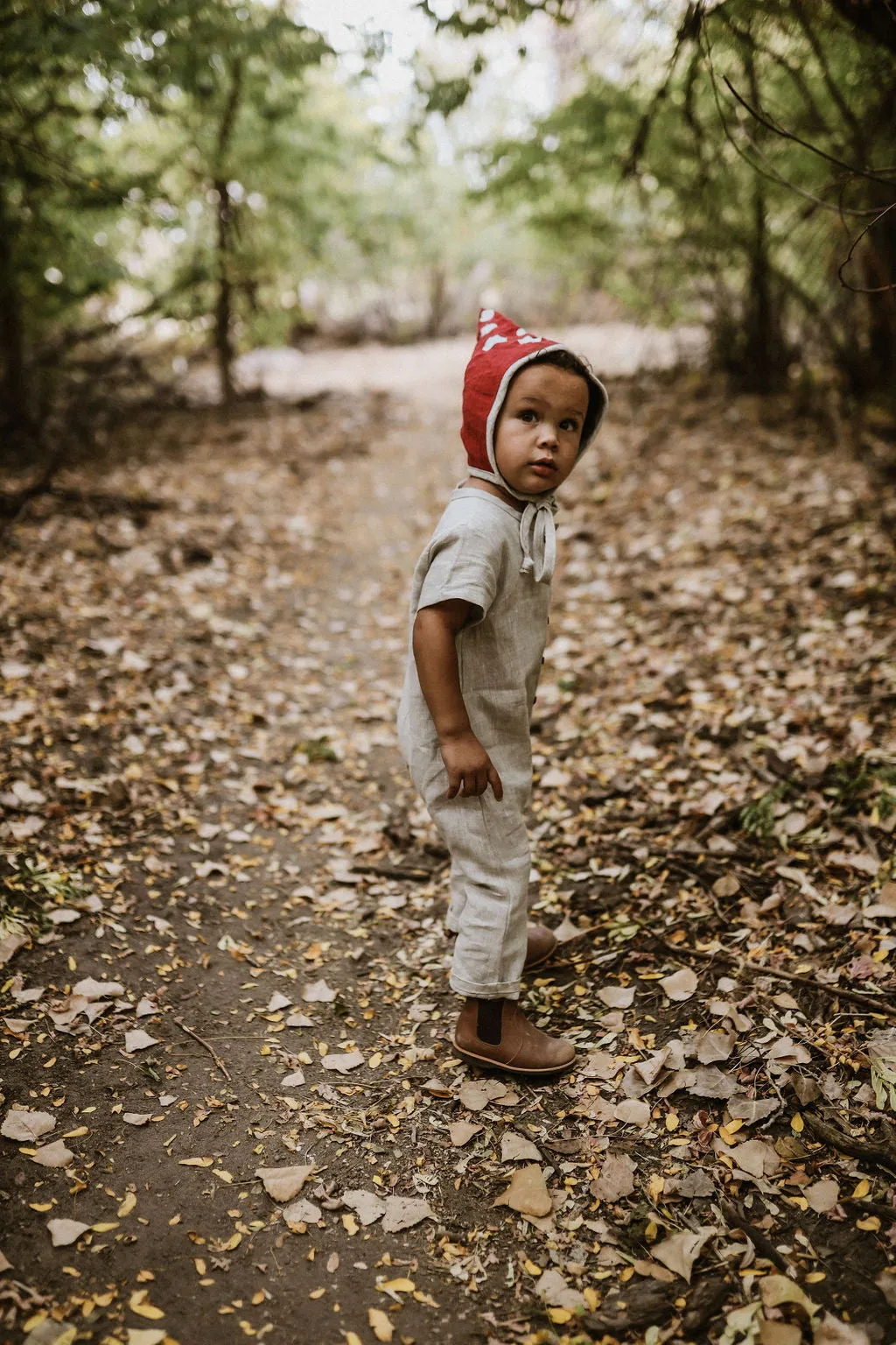 Woodland Mushroom Linen Jumpsuit