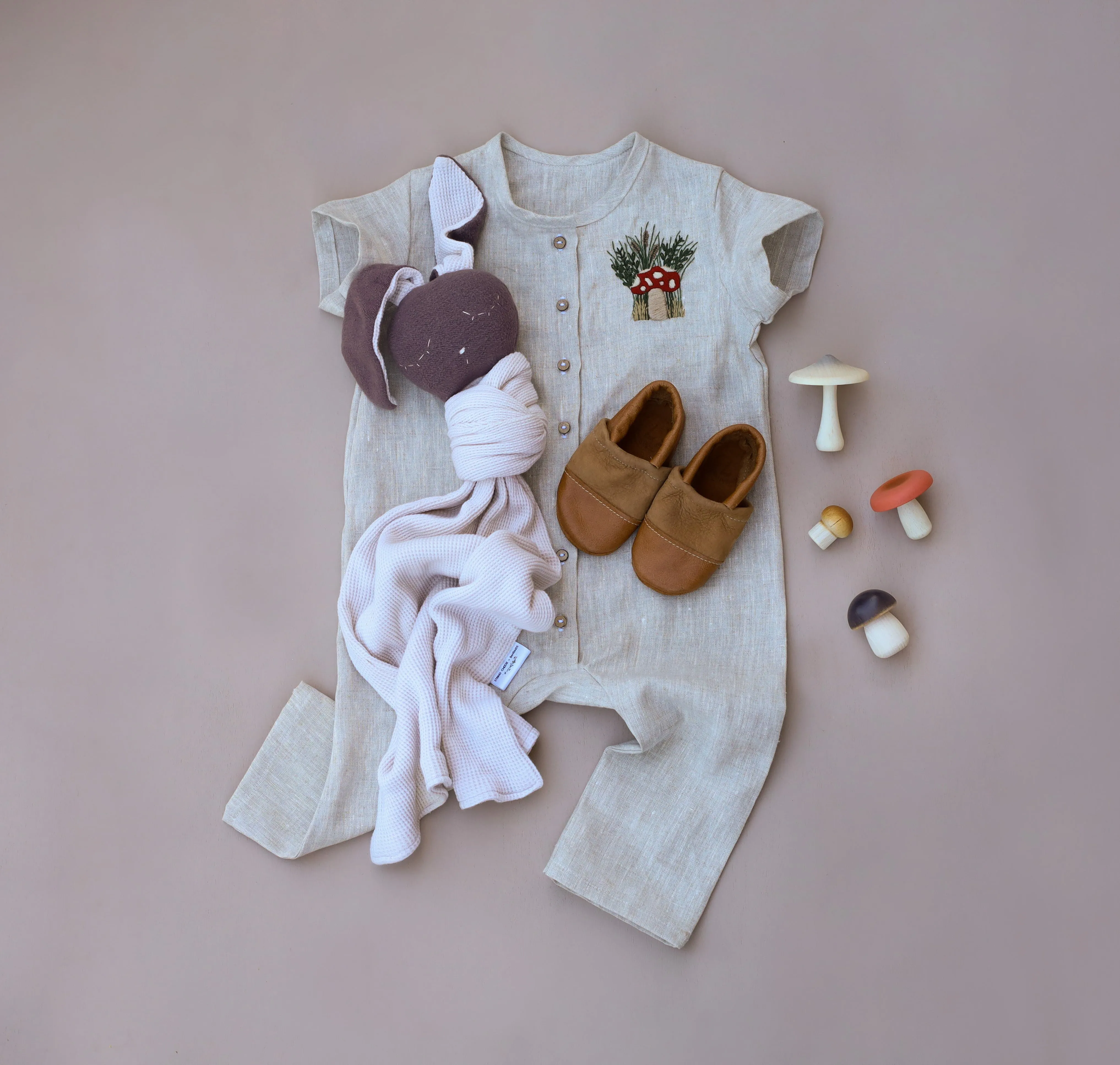Woodland Mushroom Linen Jumpsuit