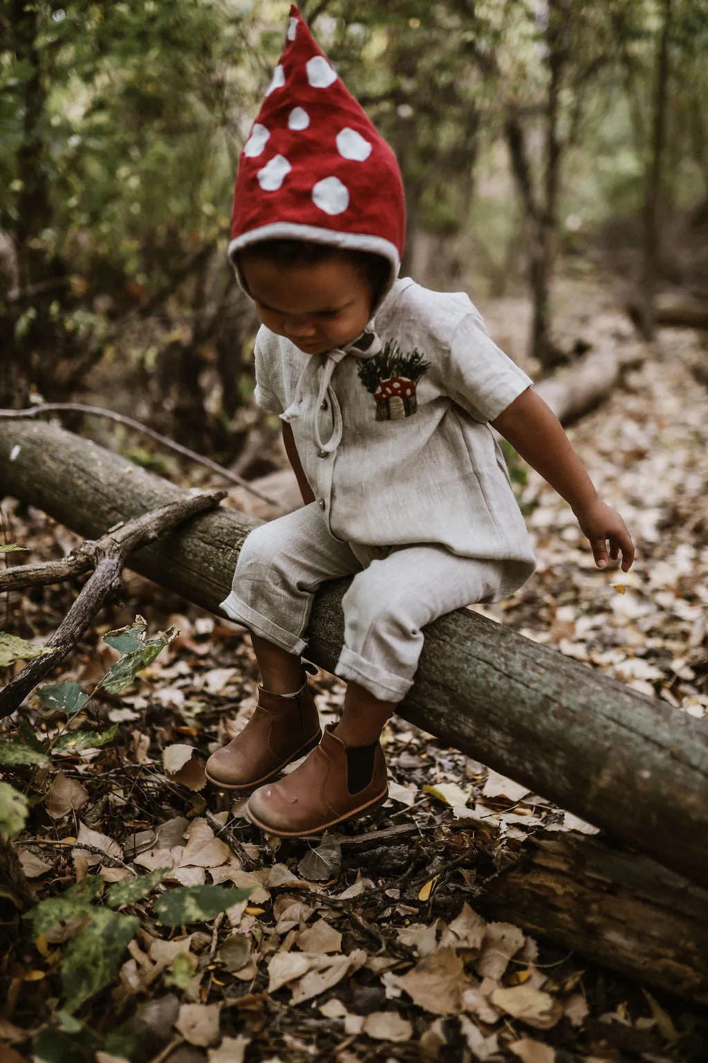 Woodland Mushroom Linen Jumpsuit