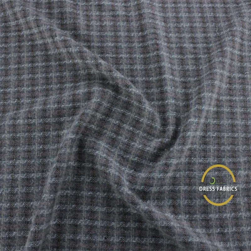 Woolen Check Fabric Serbia Grey 140cm