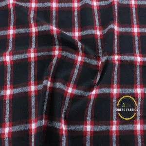 Woolen Checks Fabric Alps Red 140cm