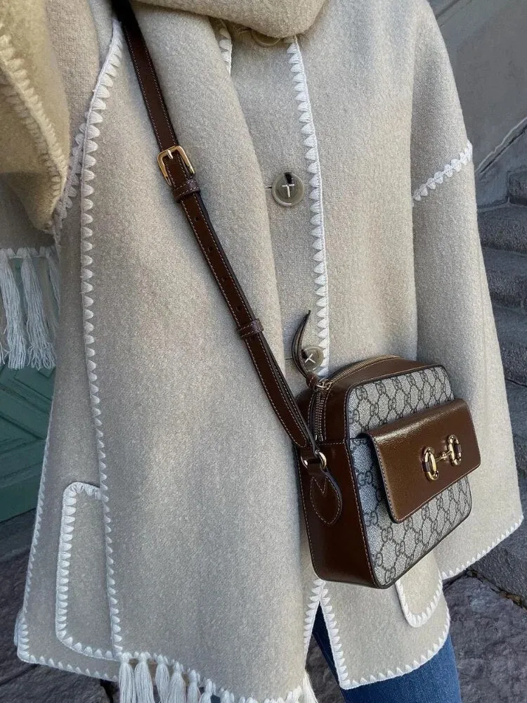 Woolen Jacket Women 2024 Autumn Winter Patchwork Tassel Coats Casual Fashion Long Sleeve Loose Top Warm Women's Suit Streetwear