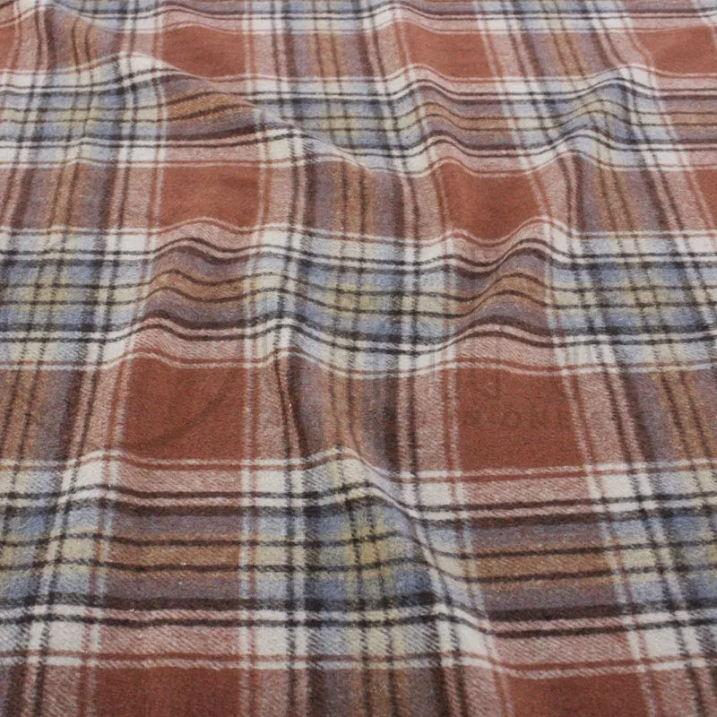 Woollen Check Fabric Ginger Bread 140 cm