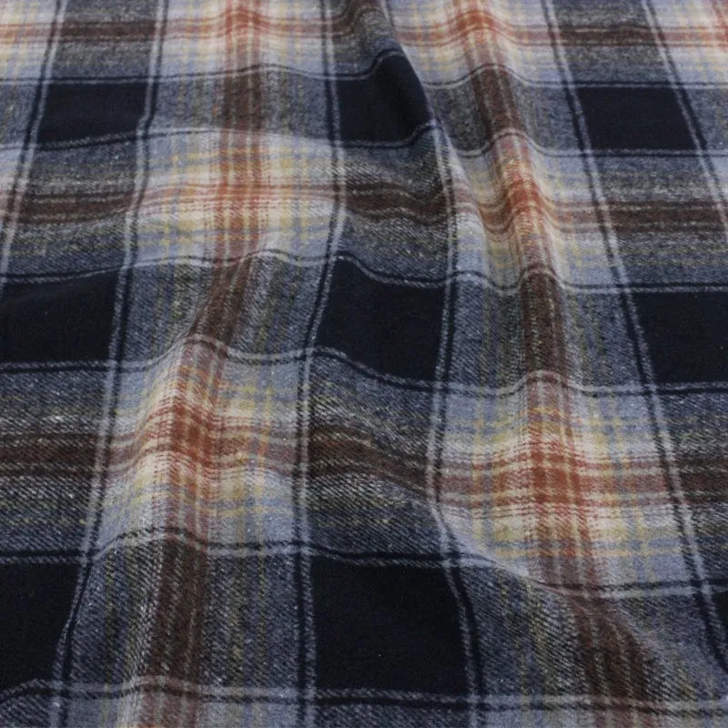 Woollen Check Fabric Iceland Black 140 cm
