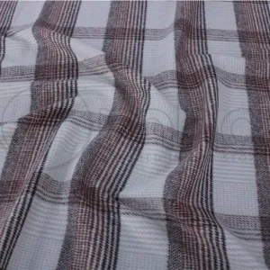 Woollen Check Fabric Swiss Brown 140 cm