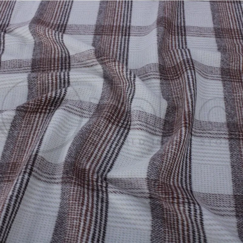 Woollen Check Fabric Swiss Brown 140 cm