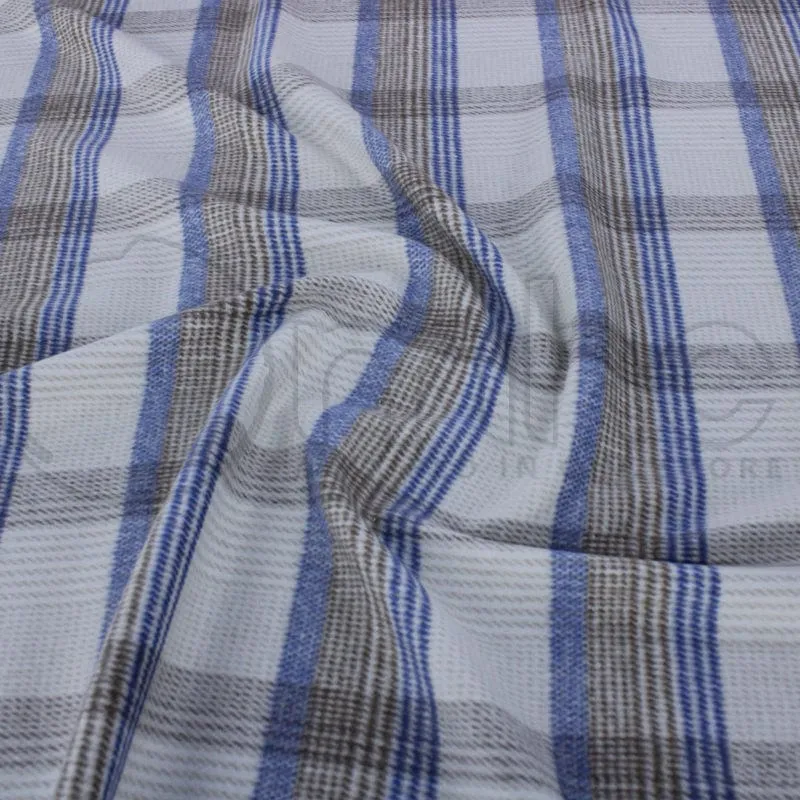 Woollen Checks Fabric Swiss Blue 140 cm