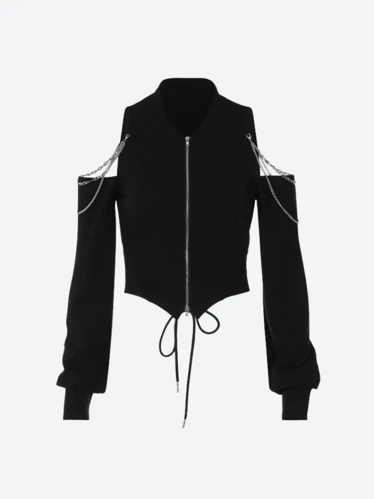 Y2K Lace Up Cut Out Cardigan