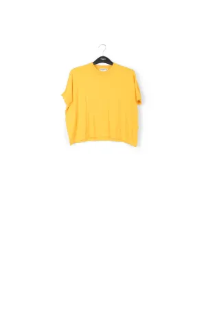 Yellow asymmetric knitted cotton sweater
