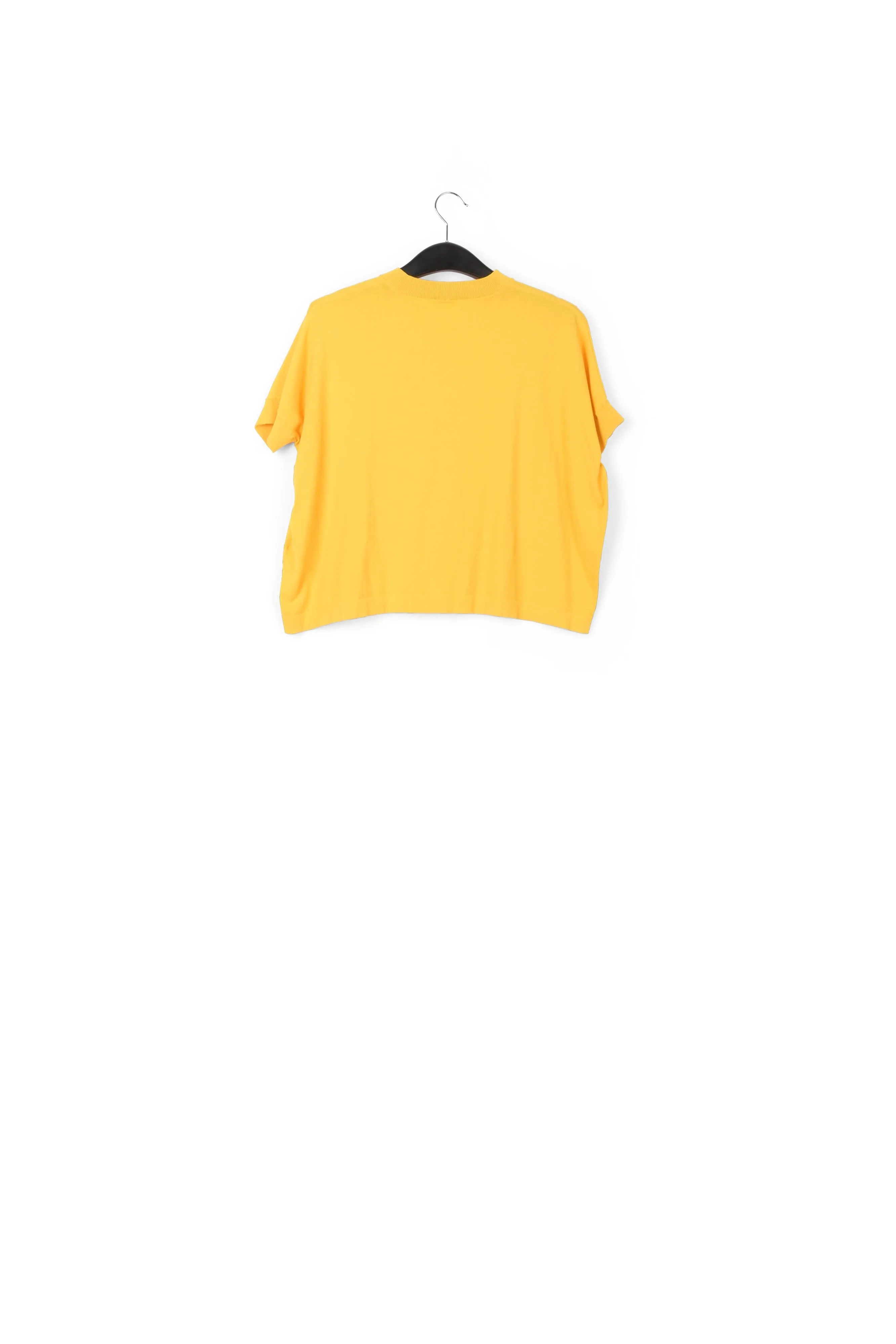 Yellow asymmetric knitted cotton sweater