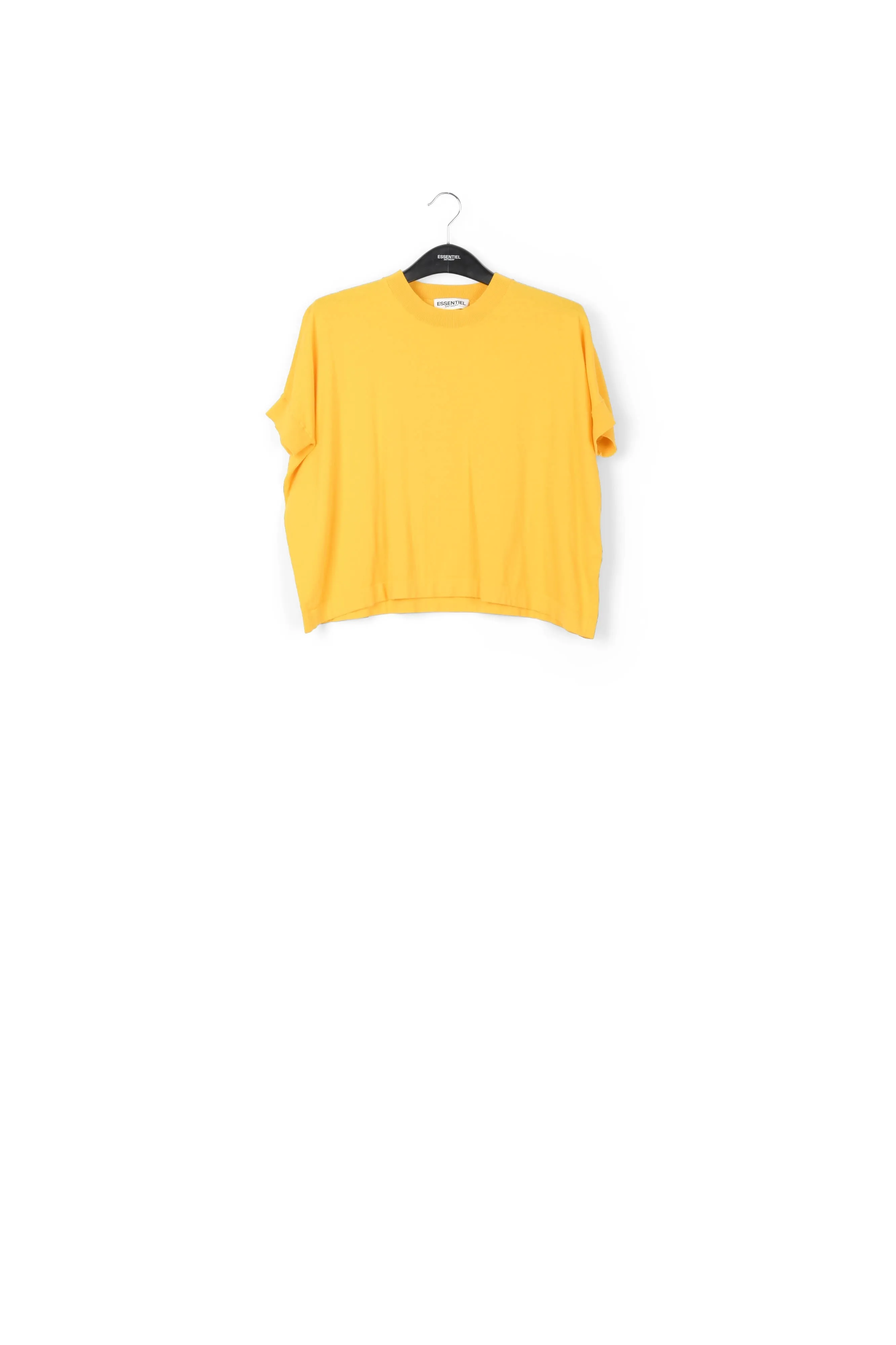 Yellow asymmetric knitted cotton sweater